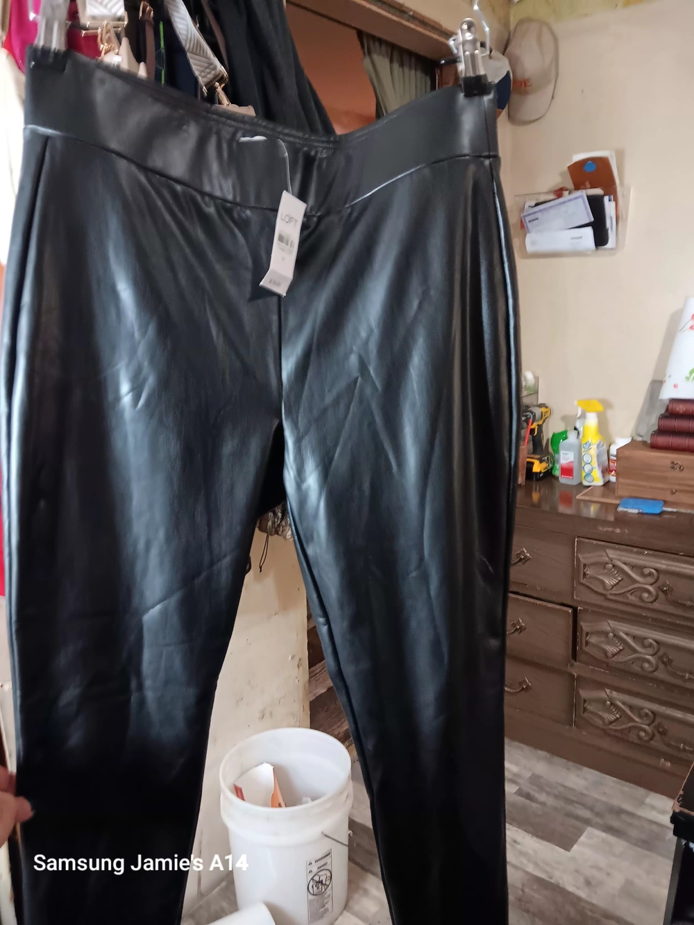 LOFT Black Faux Leather Skinny Pants